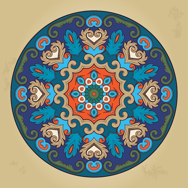 Colorful ethnic round ornamental mandala.