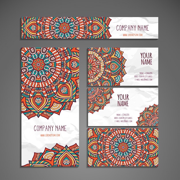 Colorful ethnic stationery collection