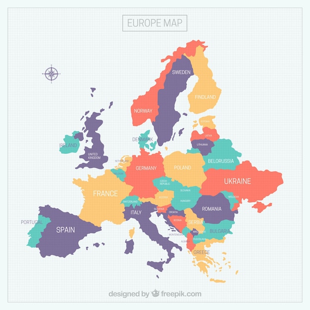 Vector colorful europe map