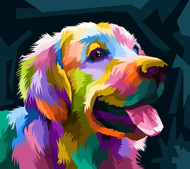 colorful face dog pop art isolated decoration poster design