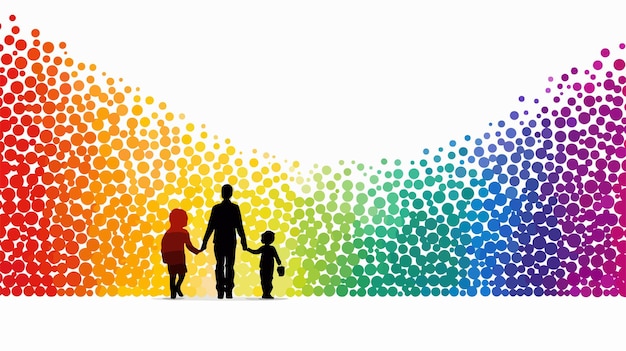 Vector colorful family and child icon spectral halftone pattern