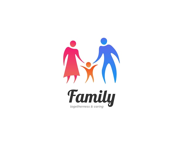 Colorful Family Logo Happy Parents and Child Logo Design