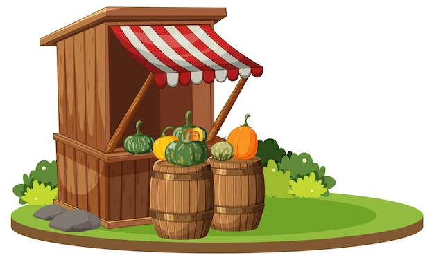 Vector colorful farm stand with fresh produce