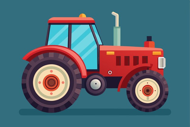 Vector a colorful farm tractor designed for various agricultural tasks in a rural landscape farm tractor customizable semi flat illustration