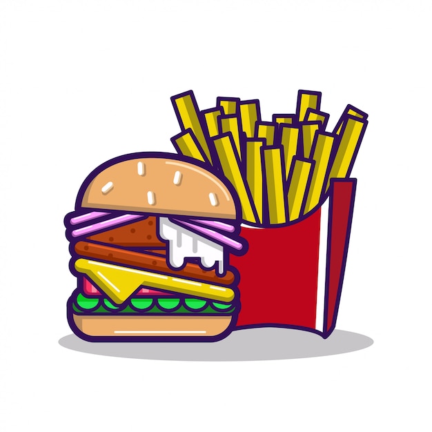  Colorful Fast food vector isolated on background. 