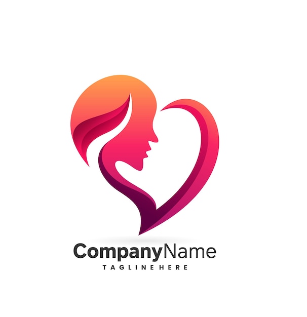 colorful female logo in heart shapes concept