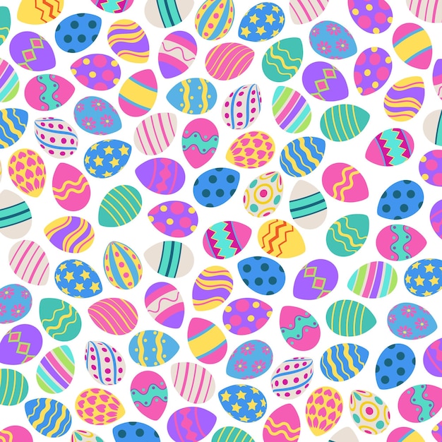 Colorful festive pattern different Easter eggs - Vector illustration