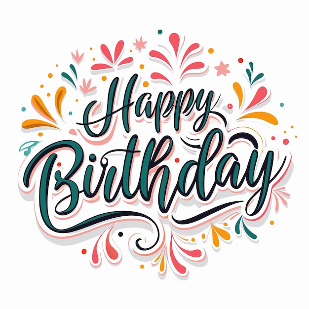 Vector a colorful and festive quothappy birthdayquot greeting with decorative elements