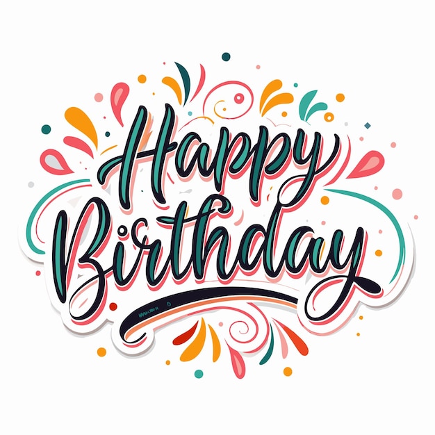 Colorful and festive quotHappy Birthdayquot lettering with swirls and dots