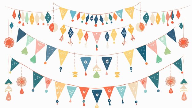 Vector colorful festoon set on white background for celebration events