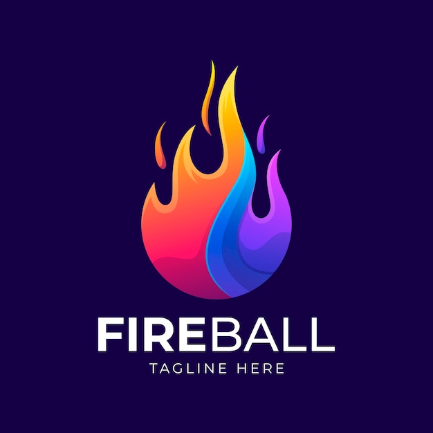 Colorful fire ball logo design