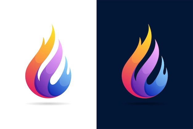 Colorful fire letter E logo