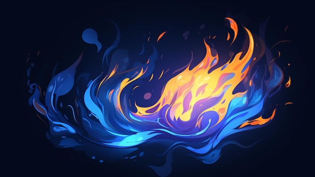 a colorful fire with flames and the word fire