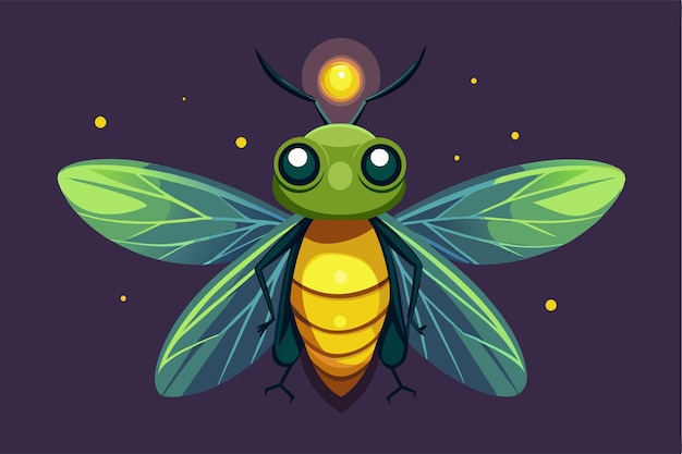 Vector a colorful firefly illustration displaying bright wings and a glowing light ideal for customization projects customizable firefly illustration