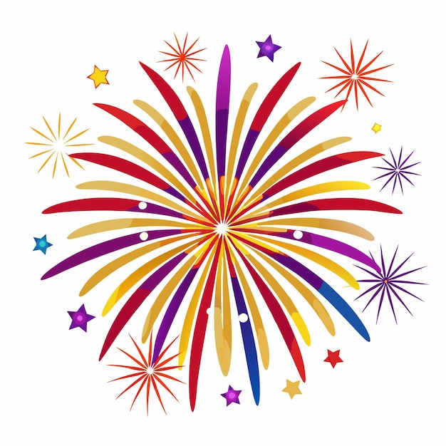 Vector colorful fireworks burst with stars celebration design holiday decorations