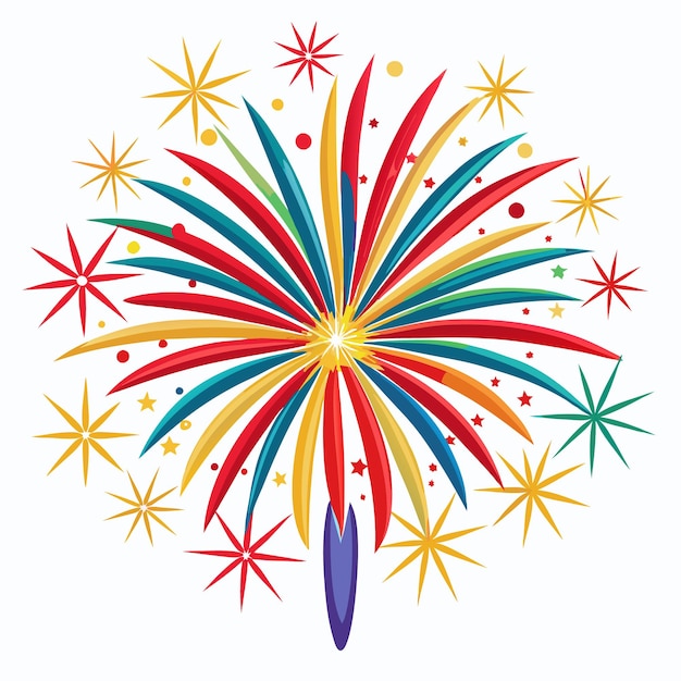 Vector colorful fireworks exploding with stars and celebration