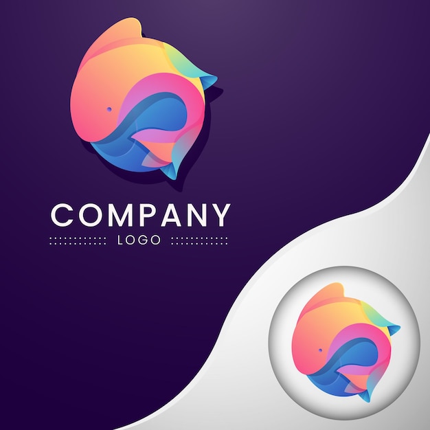 Colorful fish wave logo