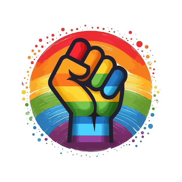 Colorful Fist Symbol for International Human Rights Day with Rainbow Pride Design