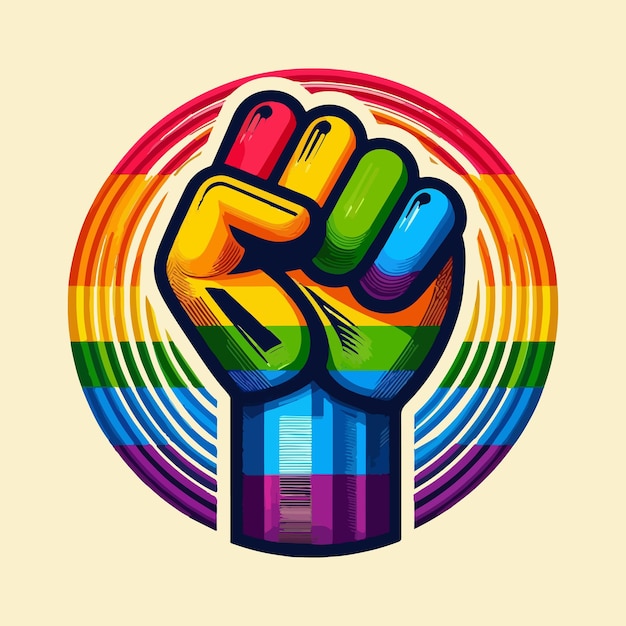 Colorful Fist Symbol for International Human Rights Day with Rainbow Pride Design