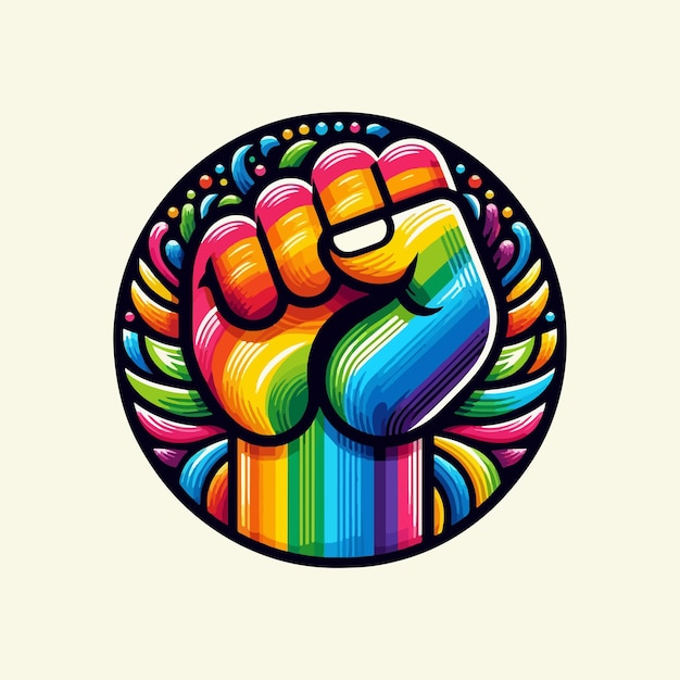 Colorful Fist Symbol for International Human Rights Day with Rainbow Pride Design