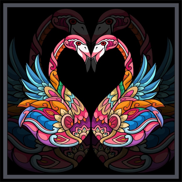 Colorful Flamingo bird mandala arts