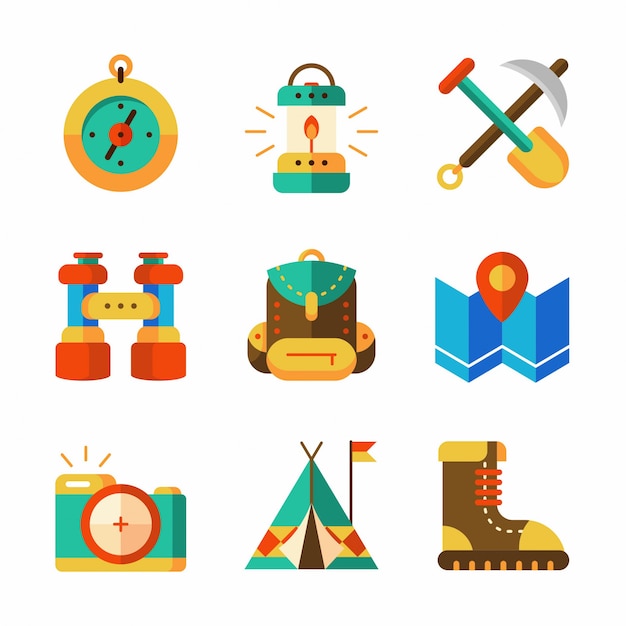 Colorful flat camping icon