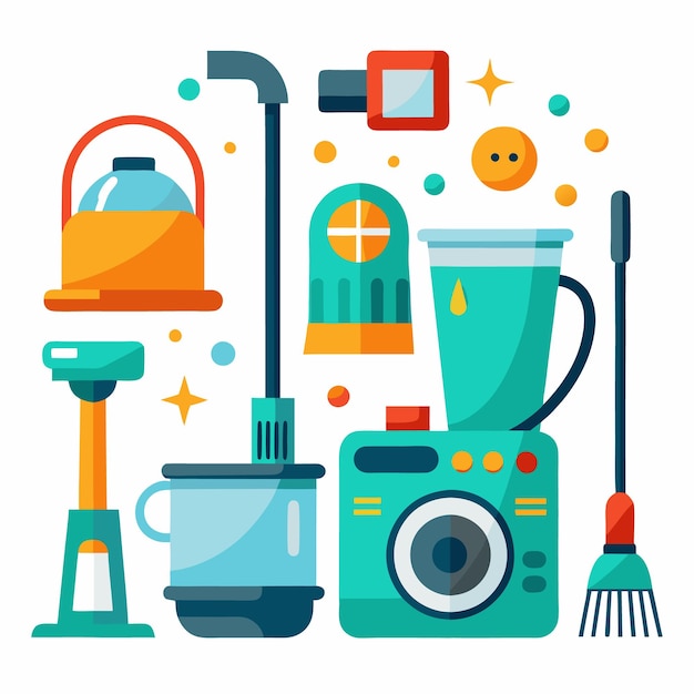 Vector colorful flat design home appliance icons