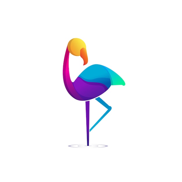 Colorful flat flamingo logo design