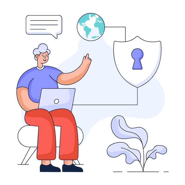 A colorful flat illustration of cyber security