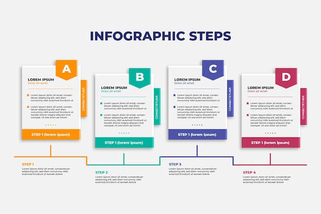 Colorful Flat Infographic Steps Flowchart Template