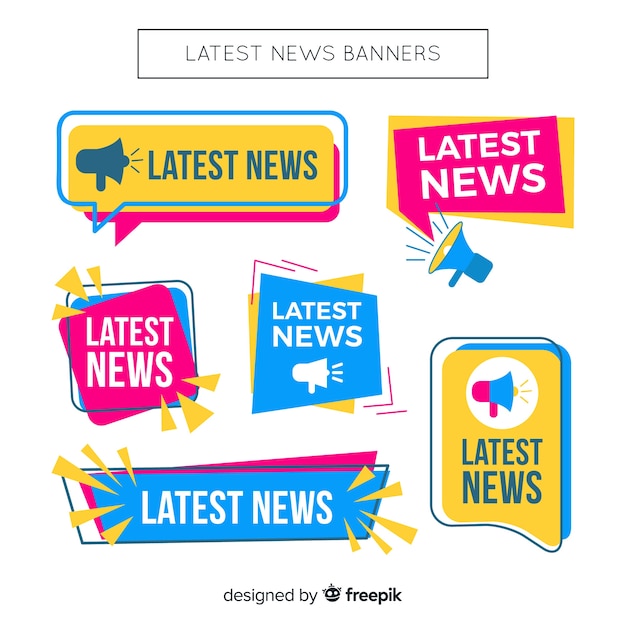 Colorful flat lastest news banner collection