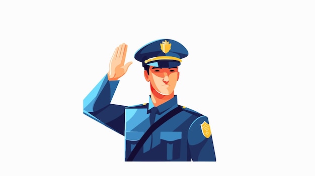 Colorful Flat Vector of Saluting Policeman