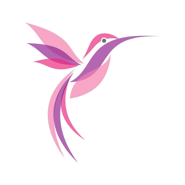 Vector colorful fliying hummingbird in flat style for your best business icon symbol