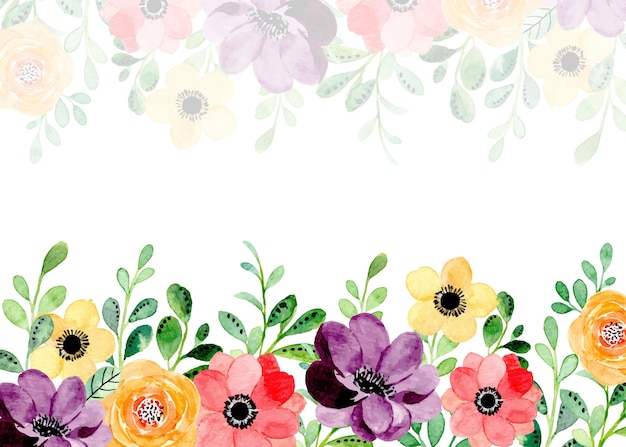 Colorful floral background with watercolor