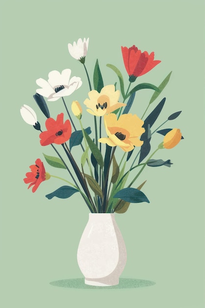 Vector colorful floral bouquet in vase