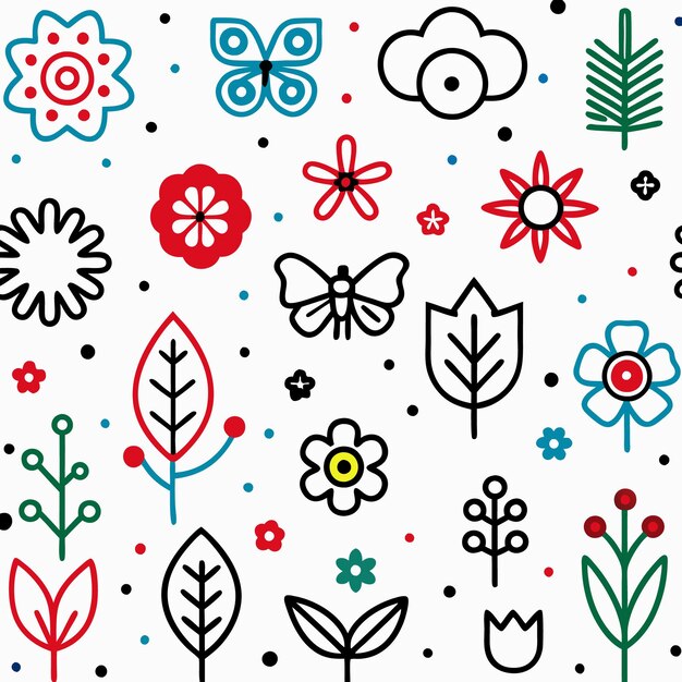 Vector colorful floral and butterfly pattern a delightful springtime design