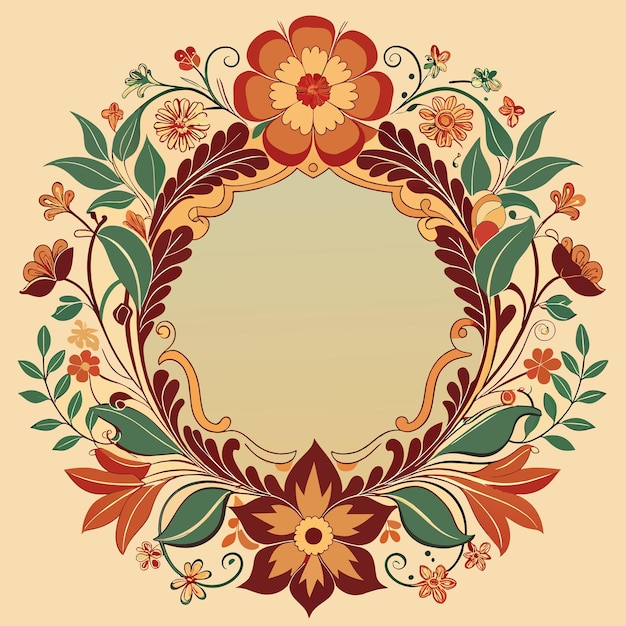 a colorful floral design with a border and a frame that says  spring