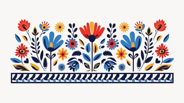 Vector colorful floral folk art design