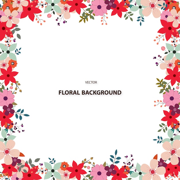 Colorful floral frame background