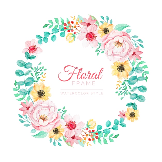 Colorful Floral Frame in Watercolor Style