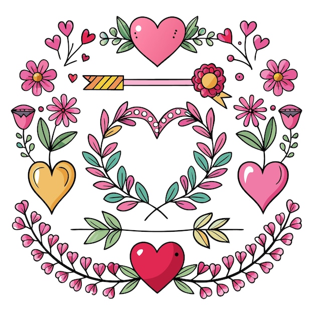 Colorful floral and heart design for decorations or celebrations