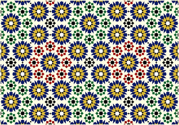 Colorful Floral Moroccan Tile Mosaic Pattern Background