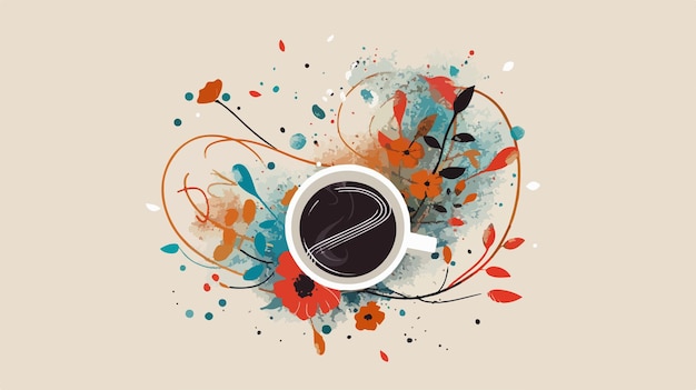 Vector colorful floral music and coffee vector illustration