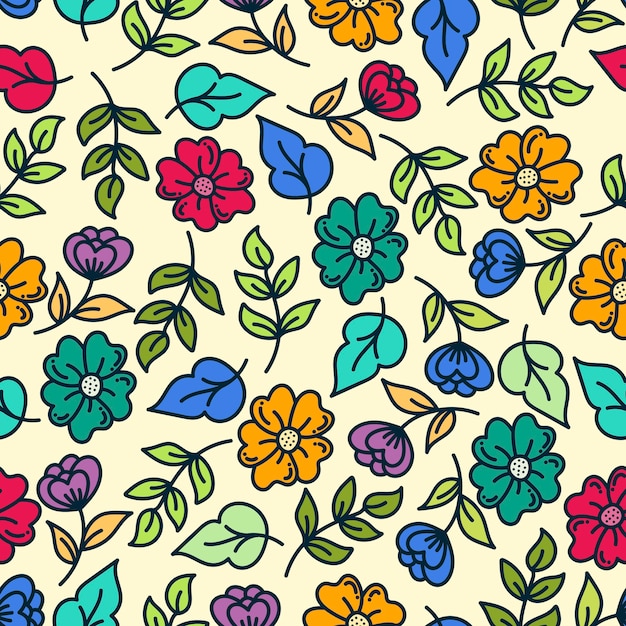 Colorful floral pattern seamless background design