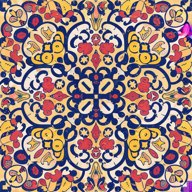 a colorful floral pattern in the style of art period