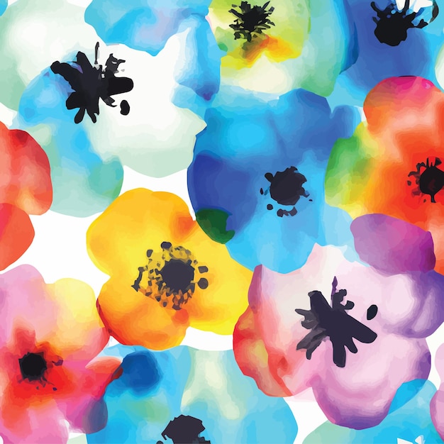 A colorful floral pattern with a black dot on the bottom.