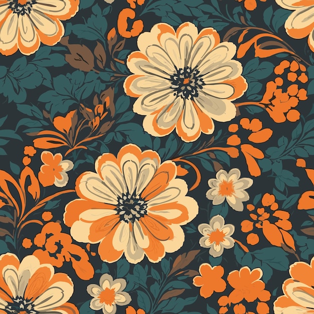 Colorful floral print background Seamless floral pattern with bright colorful flowers pattern