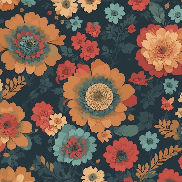 Colorful floral print background Seamless floral pattern with bright colorful flowers pattern