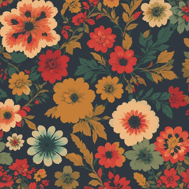 Colorful floral print background Seamless floral pattern with bright colorful flowers pattern