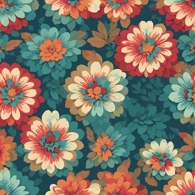 Colorful floral print background Seamless floral pattern with bright colorful flowers pattern